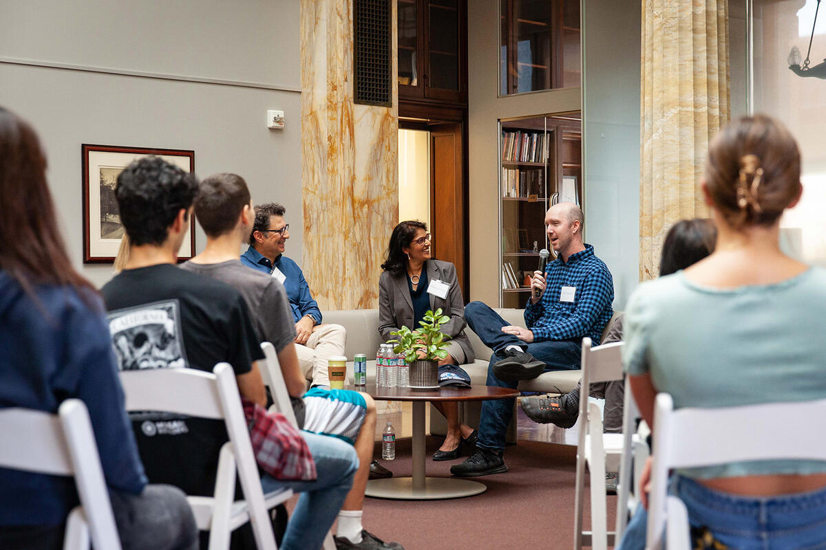 Career panelists in front of an audience